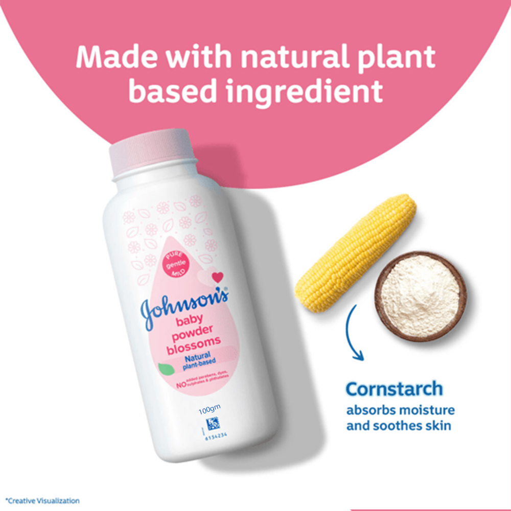 Johnson's Baby Powder Blossom Natural Plant Based 100 gm